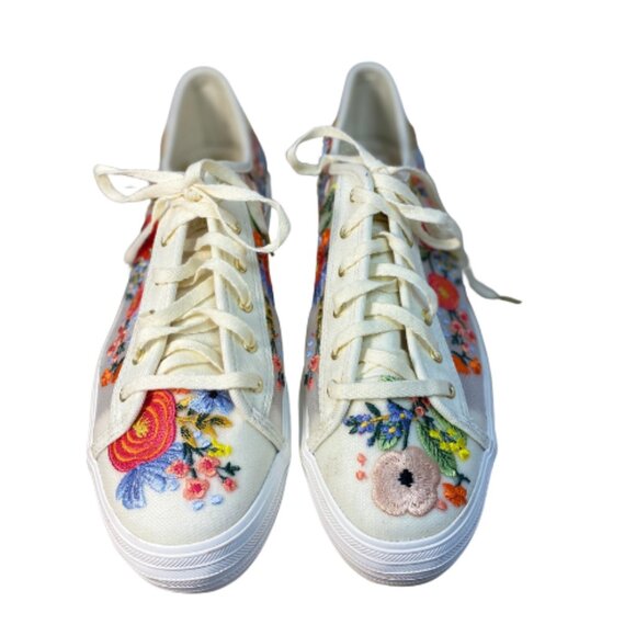 Keds x Rifle Paper Co. Embroidered Platform White Mesh Sneakers US Size 9 - Picture 6 of 6